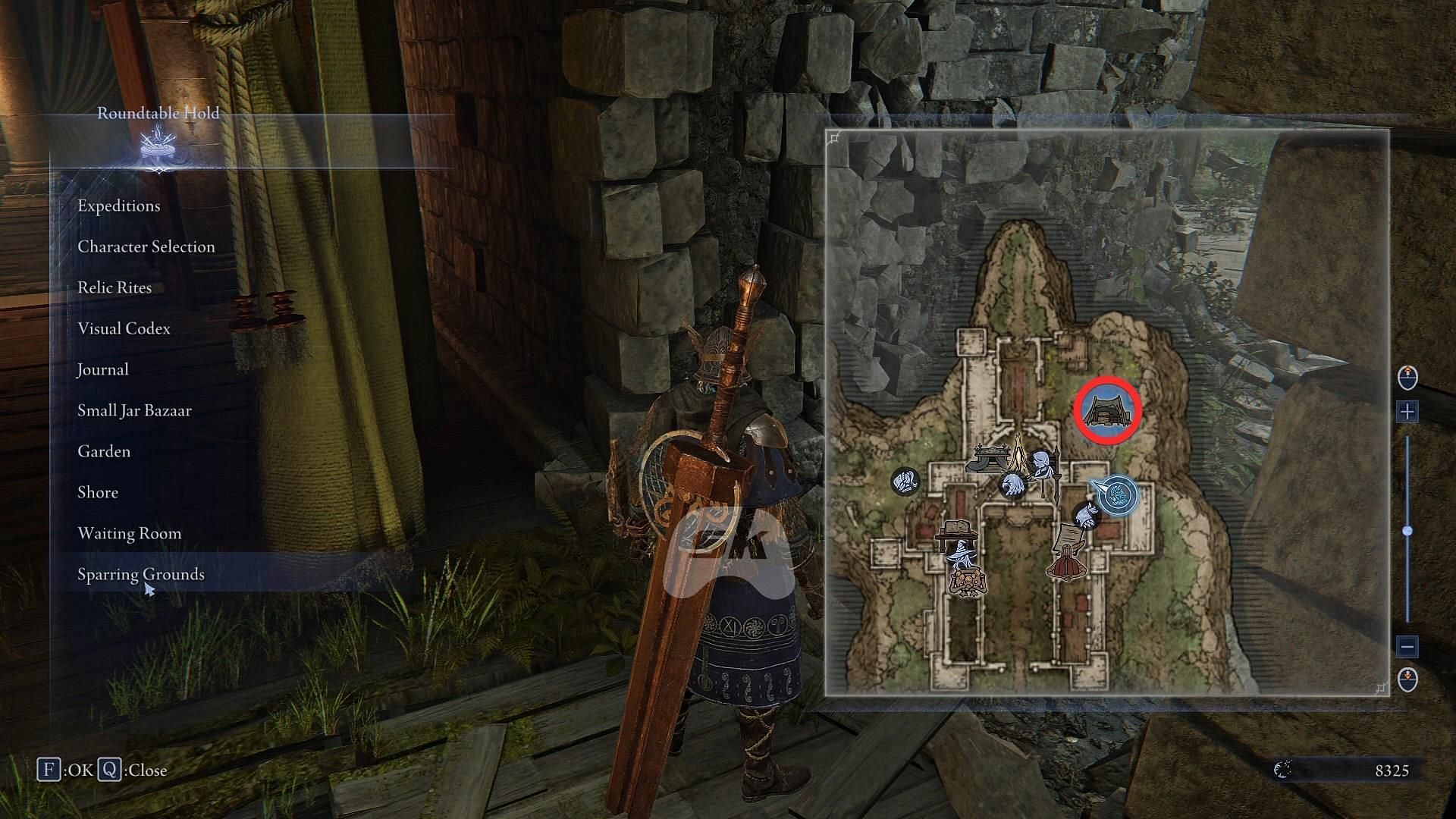 The training area is located in the northeast of the Roundtable Hold (Image via Sportskeeda Gaming || FromSoftware)